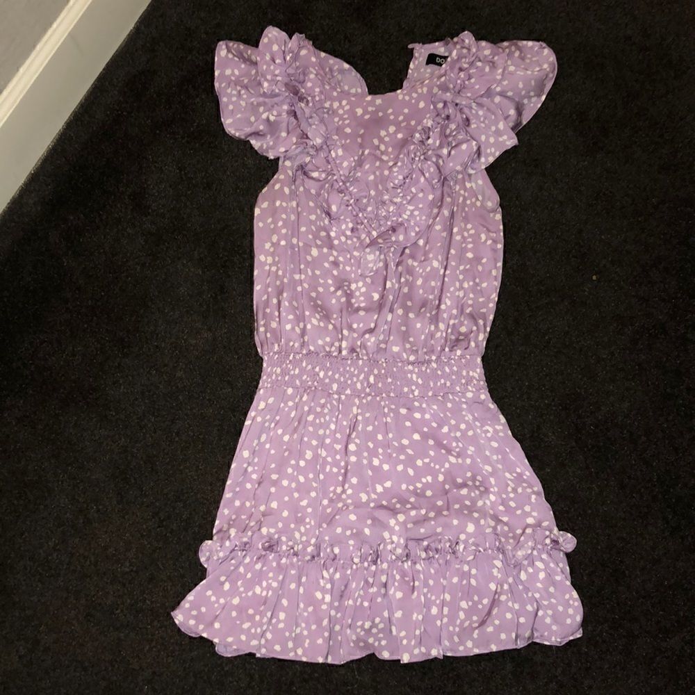 Do + Be lilac dress with white polka dots